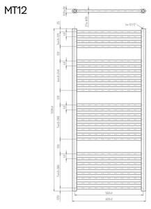 Mereo, Vykurovací rebrík 450x970 mm, rovný, biely, MER-MT01
