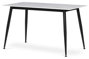 Jedálenský stôl 130x70 cm HT-403M WT mramor, biely / čierny