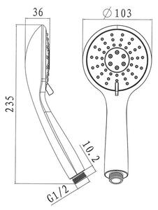 Mereo, Vaňový set s trojpolohovoou ručnou sprchou, nerezovou sprchovou hadicou a polohovacím držiakom, MER-CB569H