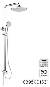 Mereo, Sprchový set s tyčou, biela hlavová sprcha a trojpolohová ručná sprcha, biely plast/chróm, MER-CB95001SW1