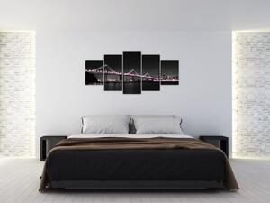 Nočný osvetlený most - obraz (Obraz 150x70cm)