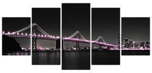 Nočný osvetlený most - obraz (Obraz 150x70cm)