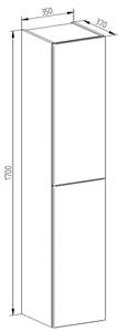 Mereo, Aira, kúpeľňová skrinka 157 cm vysoká, ľavé otváranie, biela, dub, šedá, MER-CN724PN