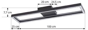 Lucande Smart LED stropné svietidlo Tjado, 100 cm, čierna, Tuya