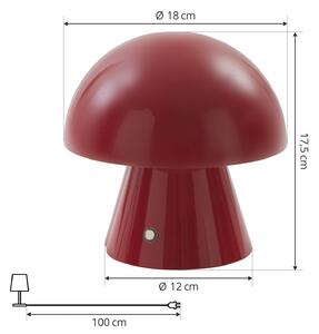 Lindby LED dobíjacia stolová lampa Nevijo, červená, USB, dotykový stmievač