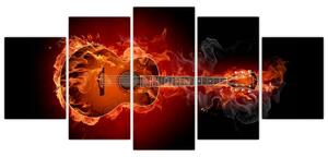 Obraz horiace gitara (Obraz 150x70cm)