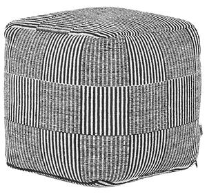 Puf Čiernobiele bavlnené korálky EPS výplň 40 x 40 x 40 cm Štvorcový osmanský pruhovaný vzor Zapínanie na zips Moderný štýlový bytový doplnok