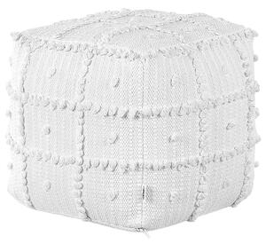 Puf biela bavlna EPS korálky výplň 40 x 40 x 40 cm štvorcový osmansky geometrický vzor zapínanie na zips moderný bytový doplnok v štýle boho