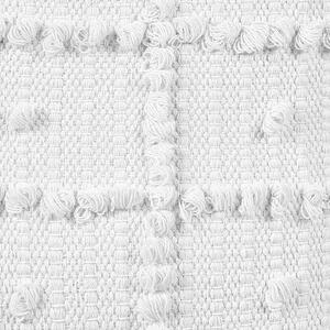 Puf biela bavlna EPS korálky výplň 40 x 40 x 40 cm štvorcový osmansky geometrický vzor zapínanie na zips moderný bytový doplnok v štýle boho