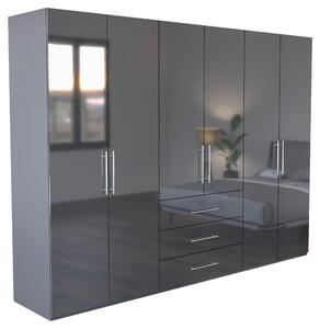 ŠATNÍKOVÁ SKRIŇA, antracitová, antracitová s vysokým leskom, 294/219/59 cm Carryhome - Skrine, Online Only