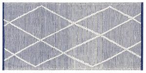 Koberec biely a modrý bavlnený 80 x 150 cm obdĺžnikový ručne tkaný so vzorom moderný dizajn