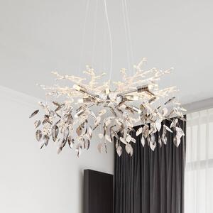Luster Danna, chrómová farba/dymovo sivá/číra, Ø 61 cm, Chrómová / strieborná, Obývacia izba / jedáleň, kov, Luster