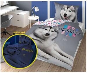 Detské svietiace obliečky Husky 140x200/70x80 cm