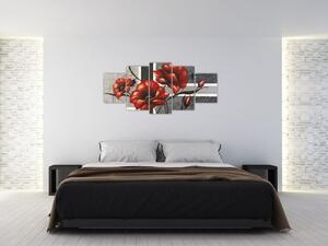Abstraktný obraz kvetín (Obraz 150x70cm)