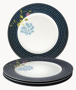 Porcelánové plytké taniere Midnight Candy Stripe, 4 ks