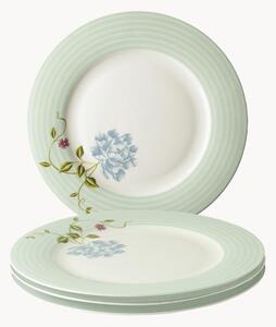 Porcelánové plytké taniere Mint Candy Stripe, 4 ks