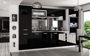 Moderná kuchyňa Syka 300 cm Černá lesklá