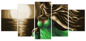 Obraz ženy v zelenom (Obraz 150x70cm)