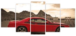 Červené auto - obraz (Obraz 150x70cm)