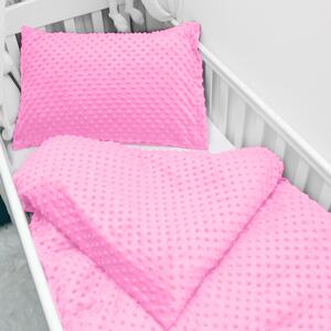 Biante Detské posteľné obliečky do postieľky Minky 3D bodky MKP-012 Sýto ružové Do postieľky 90x120 a 40x60 cm
