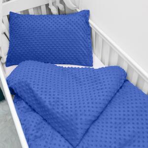Biante Detské posteľné obliečky do postieľky Minky 3D bodky MKP-001 Modré Do postieľky 90x120 a 40x60 cm
