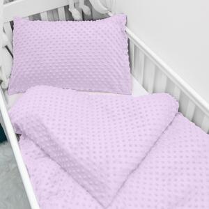 Biante Detské posteľné obliečky do postieľky Minky 3D bodky MKP-002 Fialové lila Do postieľky 90x120 a 40x60 cm