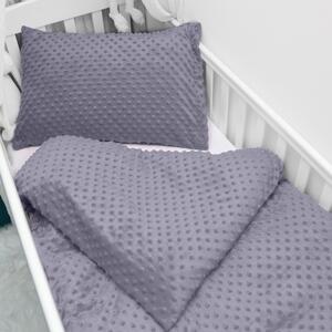 Biante Detské posteľné obliečky do postieľky Minky 3D bodky MKP-004 Tmavo sivé Do postieľky 90x120 a 40x60 cm