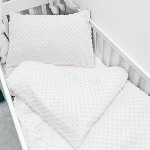 Biante Detské posteľné obliečky do postieľky Minky 3D bodky MKP-016 Krémovo biele Do postieľky 90x120 a 40x60 cm