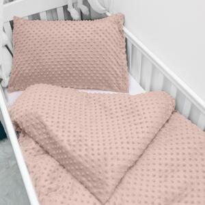 Biante Detské posteľné obliečky do postieľky Minky 3D bodky MKP-024 Tmavo béžové Do postieľky 90x120 a 40x60 cm