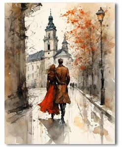 Jesenná prechádzka pod Nitrianskym hradom – romantický obraz 30x40cm