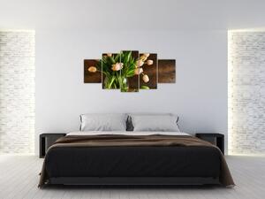 Tulipány vo váze, moderné obraz (Obraz 150x70cm)