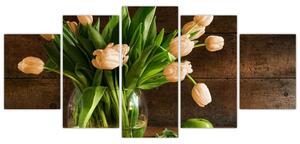 Tulipány vo váze, moderné obraz (Obraz 150x70cm)