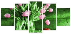 Tulipány vo váze, obraz na stenu (Obraz 150x70cm)