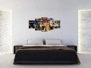 Nočné mesto, obrazy (Obraz 150x70cm)