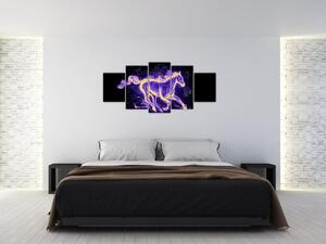 Abstraktný obraz horiaceho kone (Obraz 150x70cm)