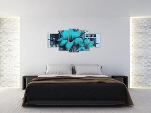 Obraz modré kvety (Obraz 150x70cm)