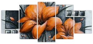 Obraz oranžovej kvety (Obraz 150x70cm)