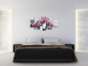Obraz kvetov vo váze (Obraz 150x70cm)