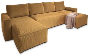 Horčicová sedacia súprava do U SMART COSARO 295x140 cm