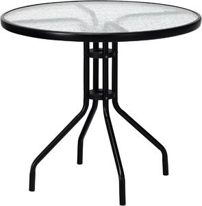 Okrúhly záhradný stôl so sklenenou doskou ISLAND 90 cm, čierny