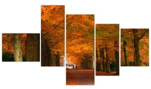 Obraz cesty lesom na jeseň (Obraz 150x85cm)
