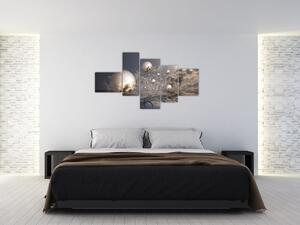 Abstraktné obraz - šedej gule (Obraz 150x85cm)
