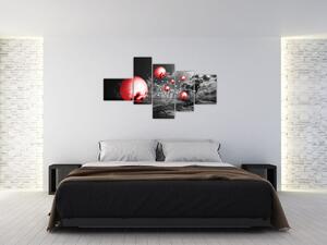 Abstraktný obraz - červené gule (Obraz 150x85cm)