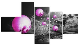 Abstraktný obraz - fialové gule (Obraz 150x85cm)