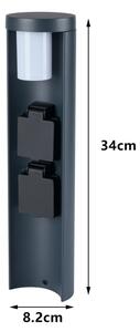 Brilagi - Vonkajšie svietidlo so 2 zásuvkami SCHUKO PILLAR 1xG9/11W/230V IP44 antracit