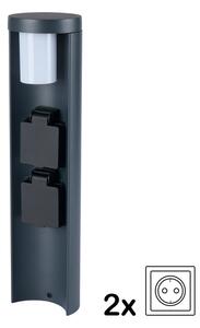 Brilagi - Vonkajšie svietidlo so 2 zásuvkami SCHUKO PILLAR 1xG9/11W/230V IP44 antracit