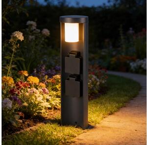 Brilagi - Vonkajšie svietidlo so 2 zásuvkami SCHUKO PILLAR 1xG9/11W/230V IP44 antracit