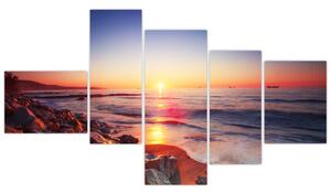 Moderný obraz - západ slnka nad morom (Obraz 150x85cm)