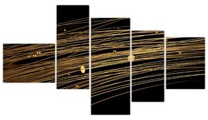 Abstraktný obraz zlatých vlákien (Obraz 150x85cm)