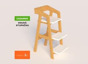 Rastúca stolička DUB - TetisWood Rastúšik High [L] - Natural ⁄ Biela RLDNW
